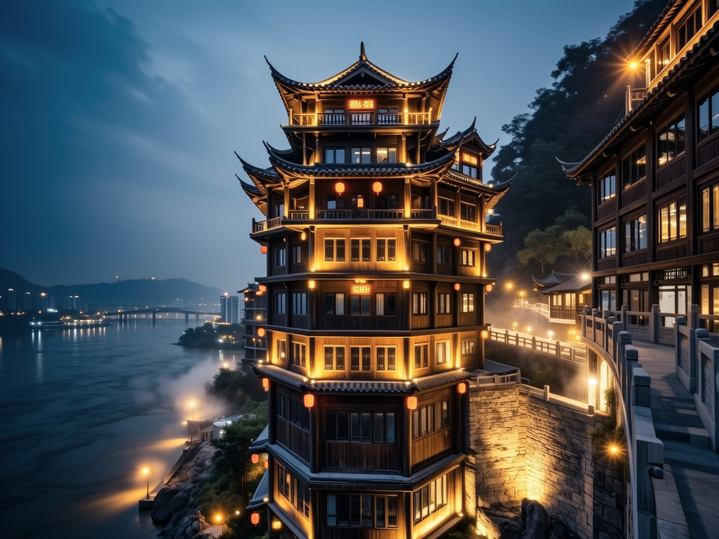 Hongya Cave Night View